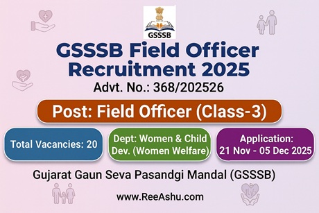 GSSSB Field Officer Recruitment 2025: Apply Online for 20 Posts (Advt. No. 368/202526)