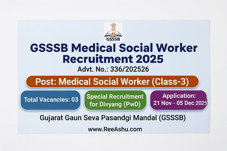GSSSB Medical Social Worker Recruitment 2025: Apply Online for 03 PwD Posts
